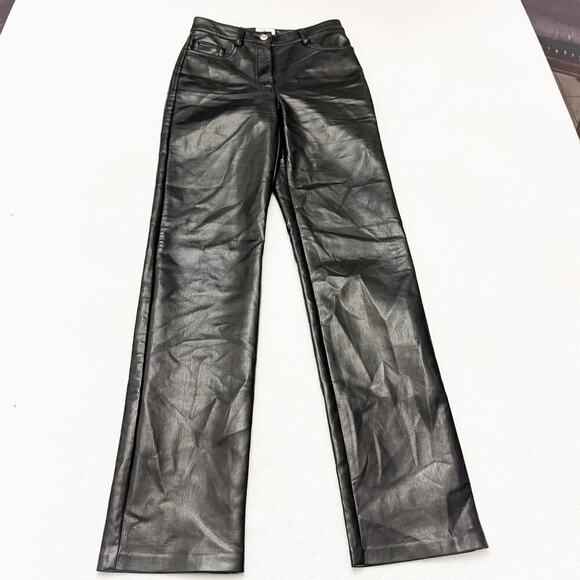 Wilfred Faux Leather Slim Straight Leg Black Pant Size 00 MINT Condition - Picture 2 of 10